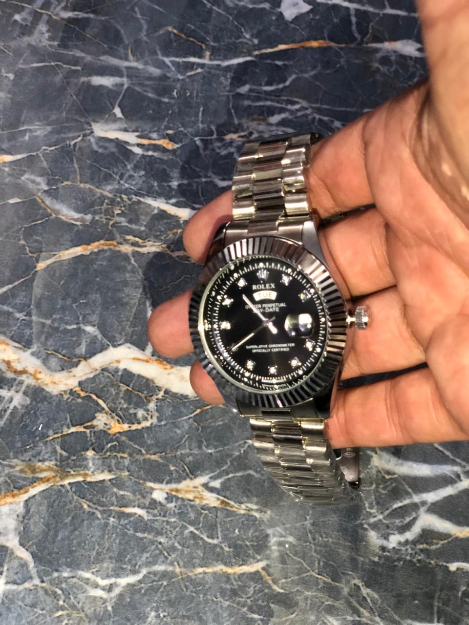 Luxury Day-Date Analog Wrist Watch – Silver Chain Strap (Rolex-Inspired)